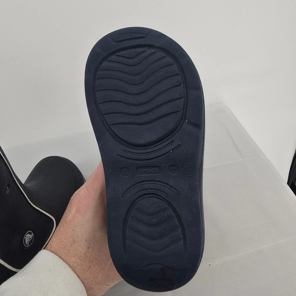 Crocs Crocband‎ Rain Boots Navy Blue White Kids Size 10 11 Waterproof Pull On